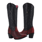 Botas Vaqueras Altas en piel de Pitón color Black Cherry