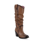 Bota Casual Alta de piel de Res color Miel