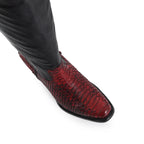 Botas Vaqueras Altas en piel de Pitón color Black Cherry