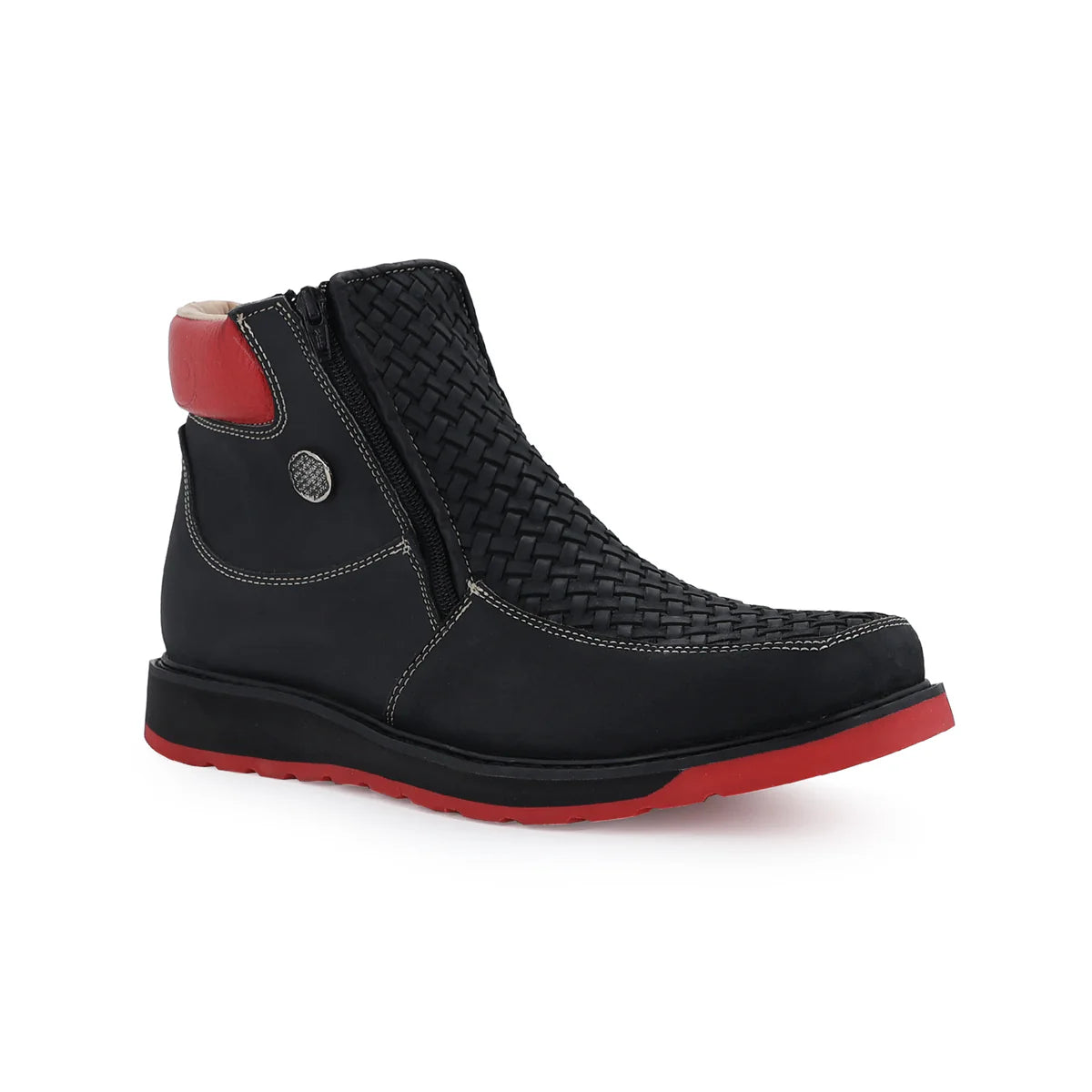 Botin Macho Petatillo Negro Suela Roja