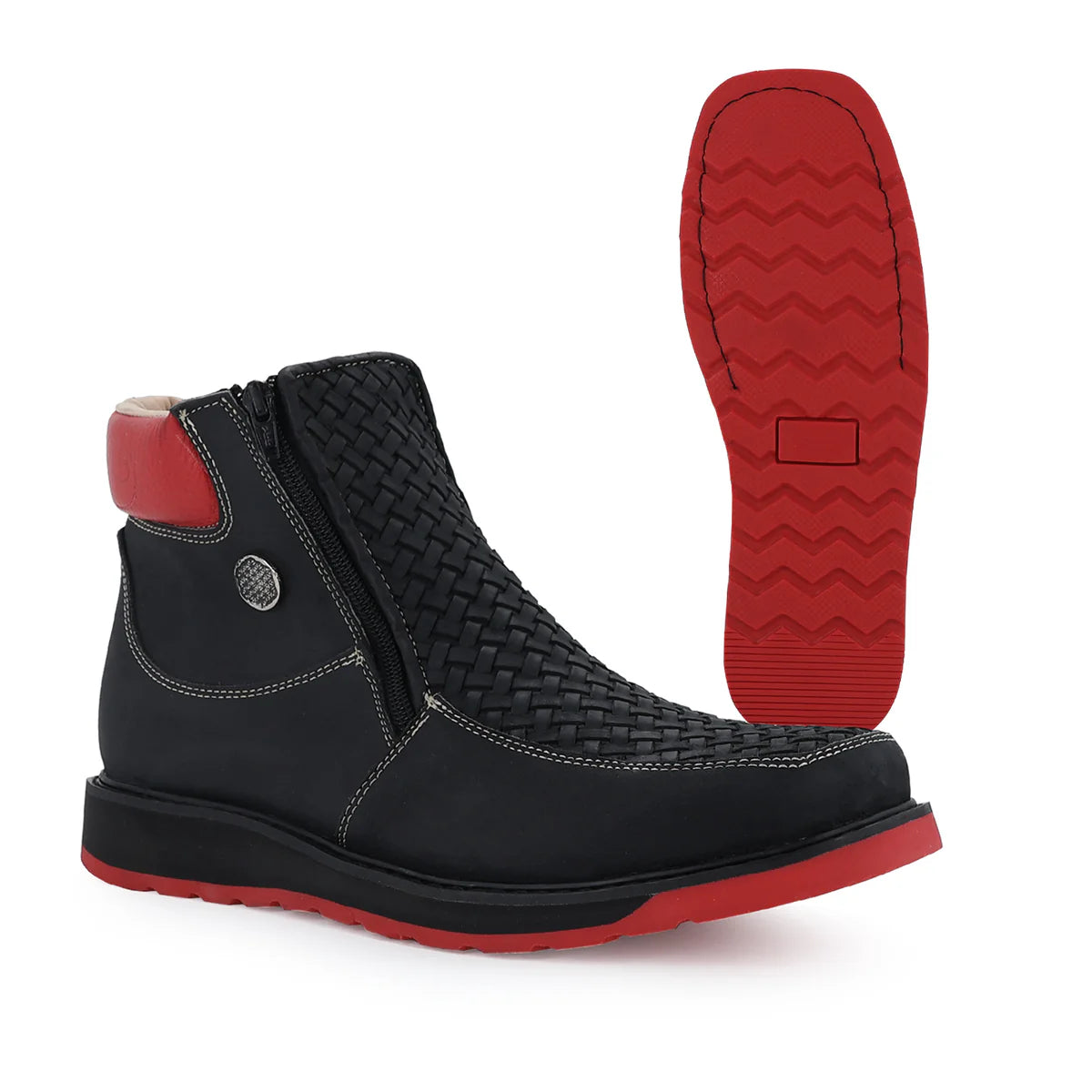 Botin Macho Petatillo Negro Suela Roja