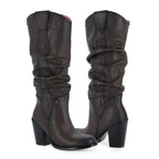 Bota Casual Alta en piel de Res color Chocolate