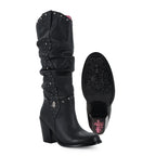 Bota Casual Alta de piel de Res color Negro