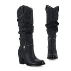 Bota Casual Alta de piel de Res color Negro