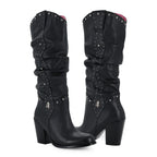 Bota Casual Alta de piel de Res color Negro