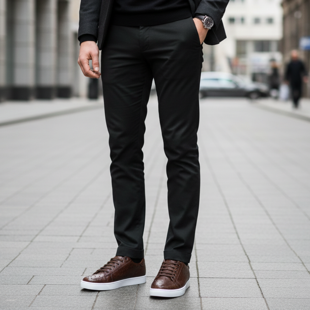 Sneakers en piel de Avestruz color Tabaco
