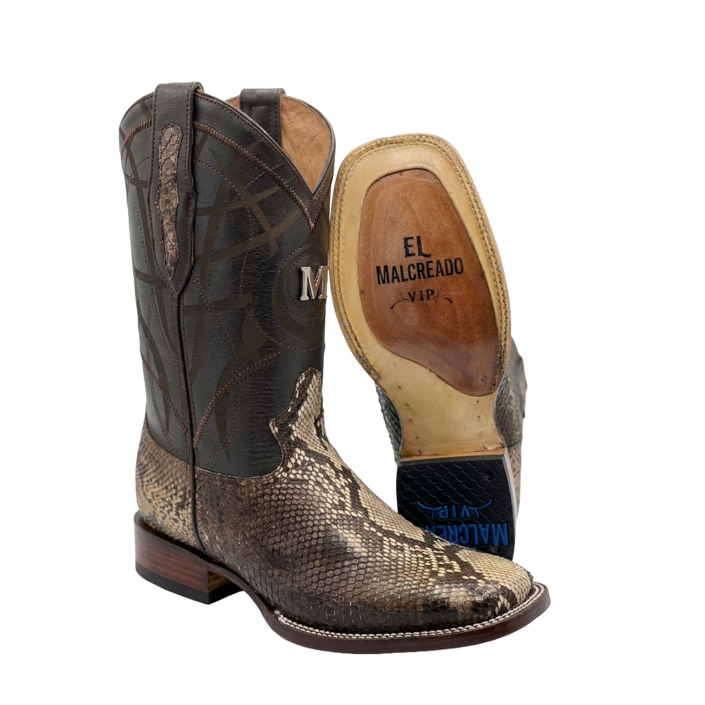 Bota Bulldog en piel de pitón color Taupe