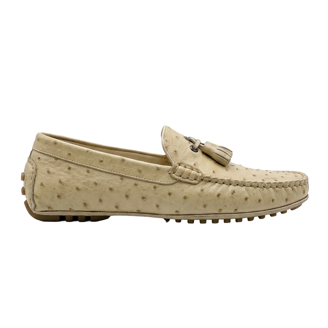 Zapato de vestir en piel de Avestruz Color Beige