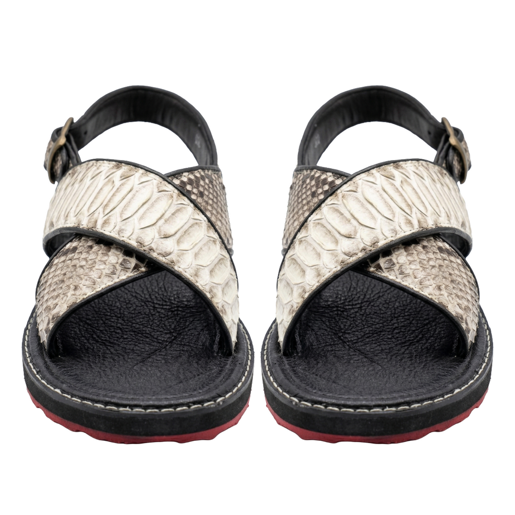 Huarache en piel de Pitón color Natural