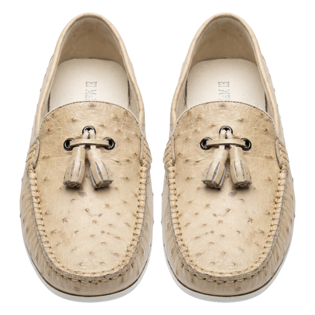 Zapato de vestir en piel de Avestruz Color Beige