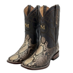 Bota Bulldog en piel de pitón color Taupe