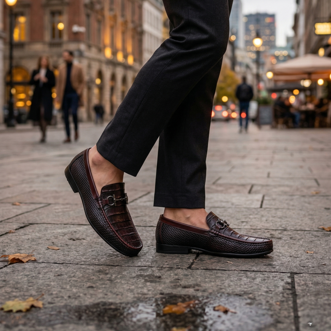 Zapato de Vestir en piel de Caimán color Vino