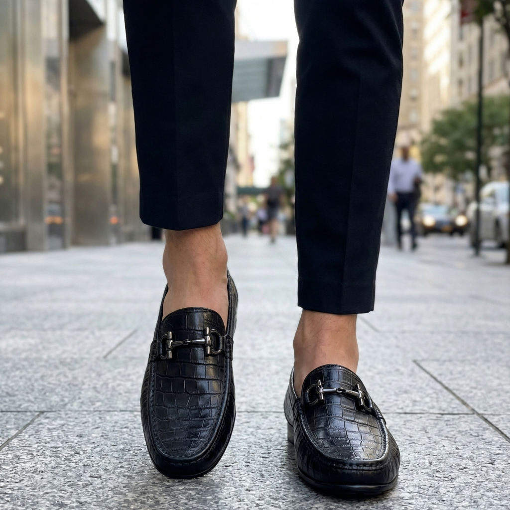 Zapato de vestir en piel de Caimán color Negro