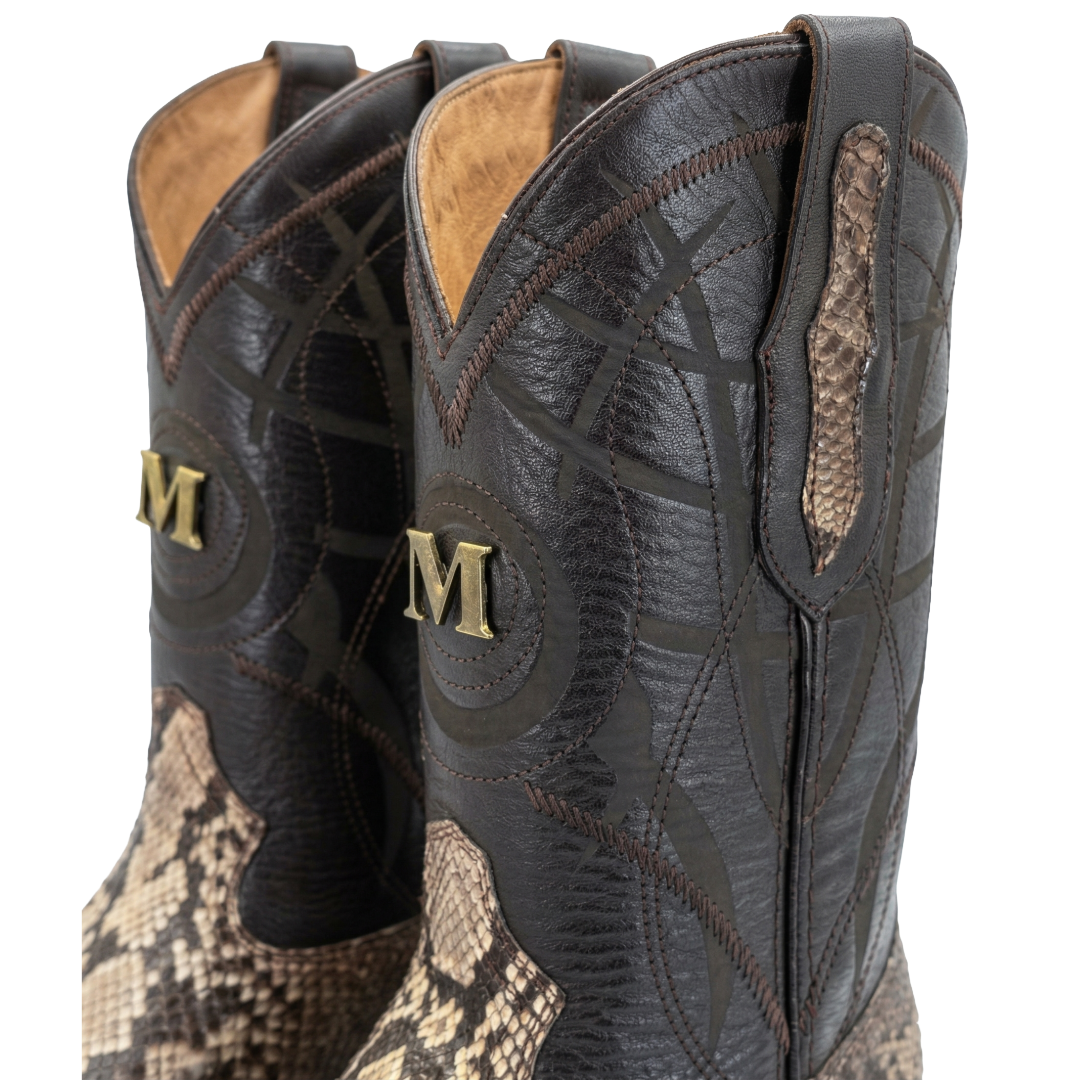 Bota Bulldog en piel de pitón color Taupe