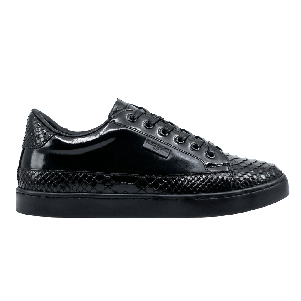 Sneakers en Piel de Pitón Brillante color Negro