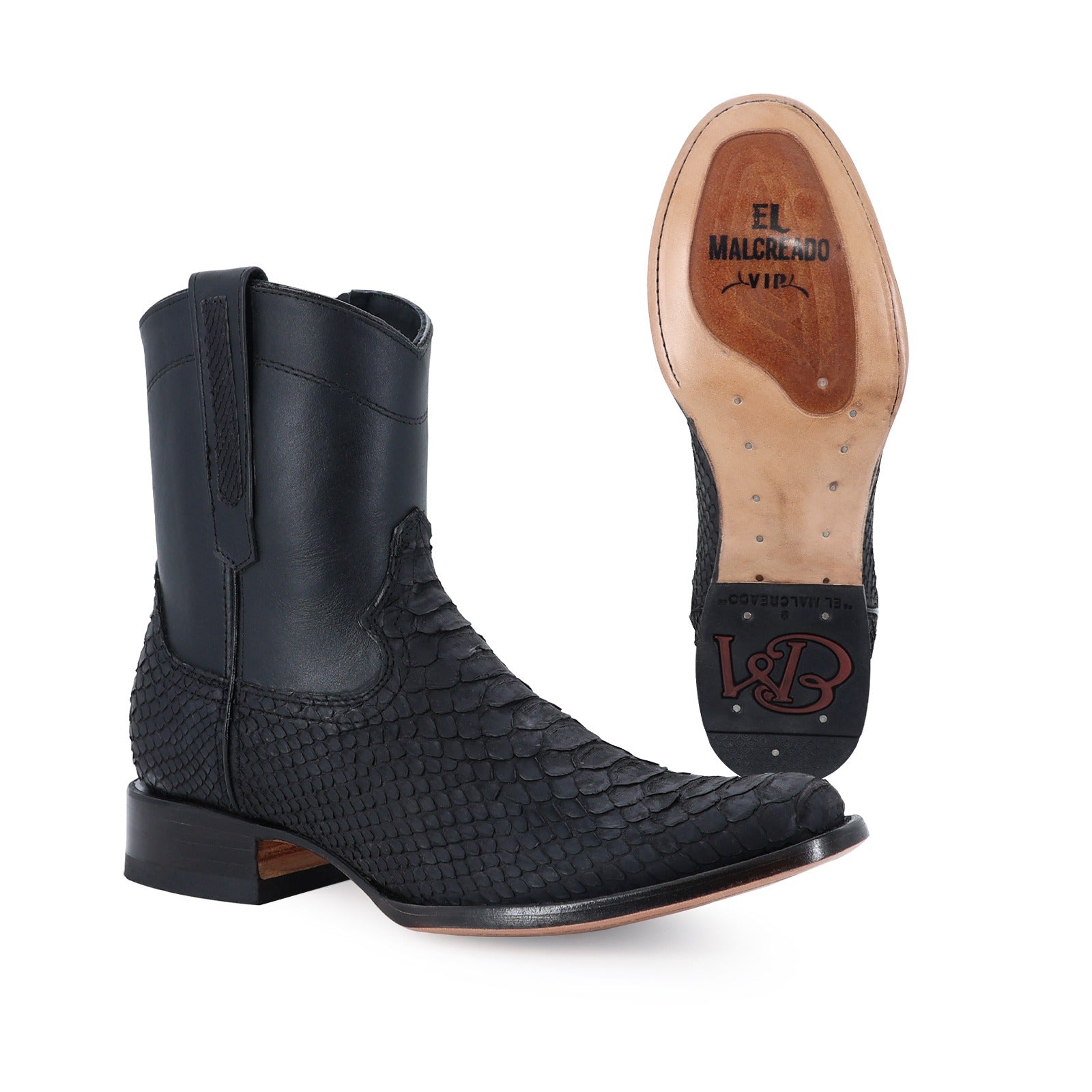 Botín Moy Python Negro Nobuck