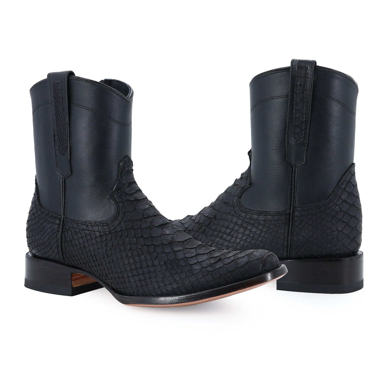 Botín Moy Python Negro Nobuck