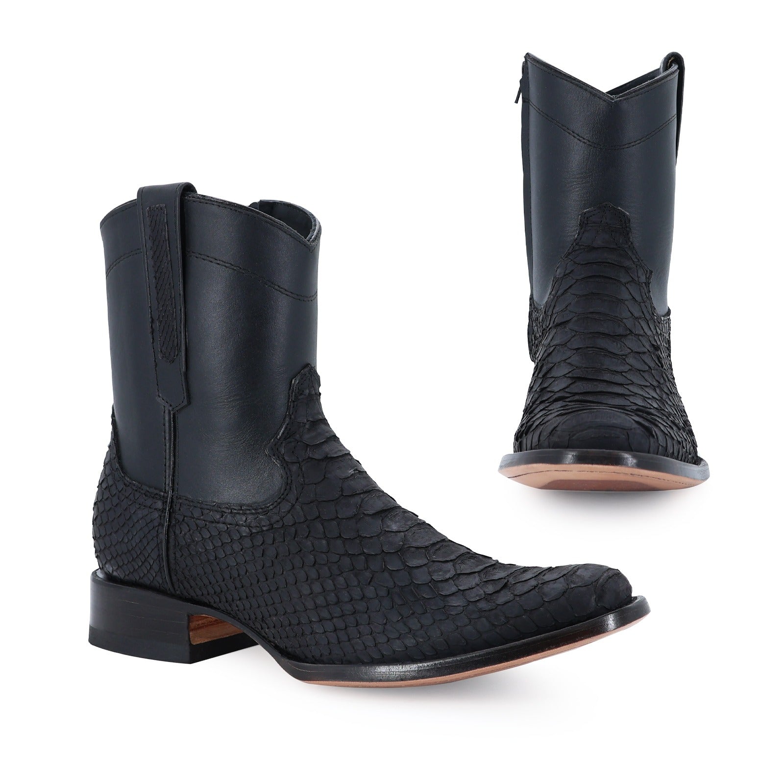Botín Moy Python Negro Nobuck