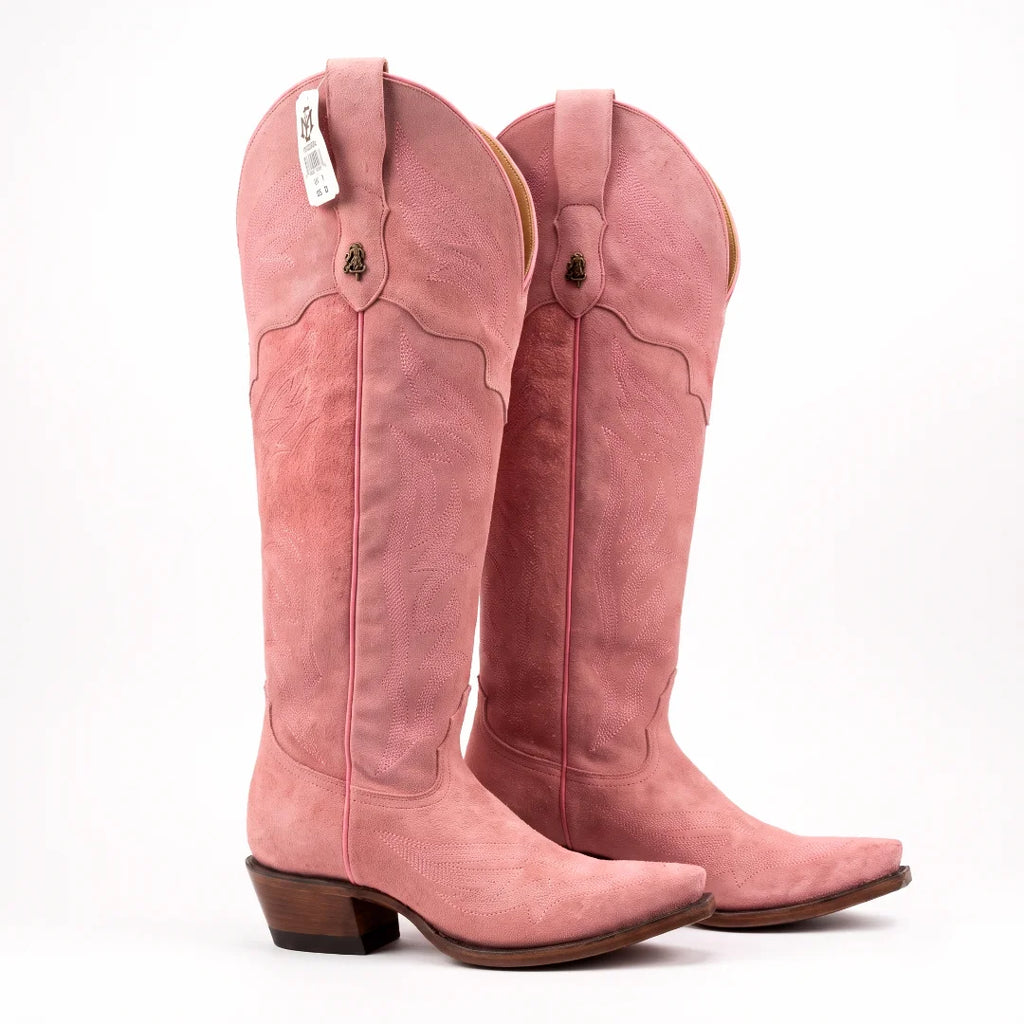 Bota alta en piel de Res color Rosa