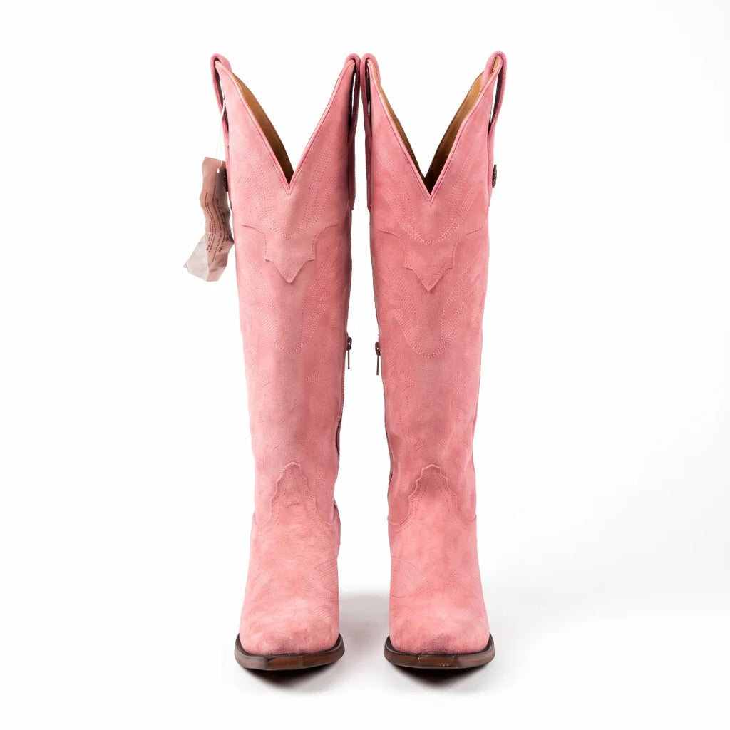 Bota alta en piel de Res color Rosa