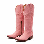 Bota alta en piel de Res color Rosa