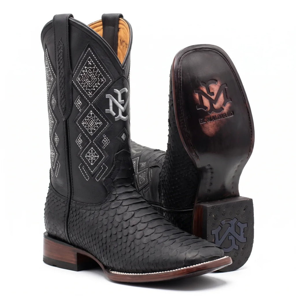 Bota Bulldog Pitón Negro Nobuck