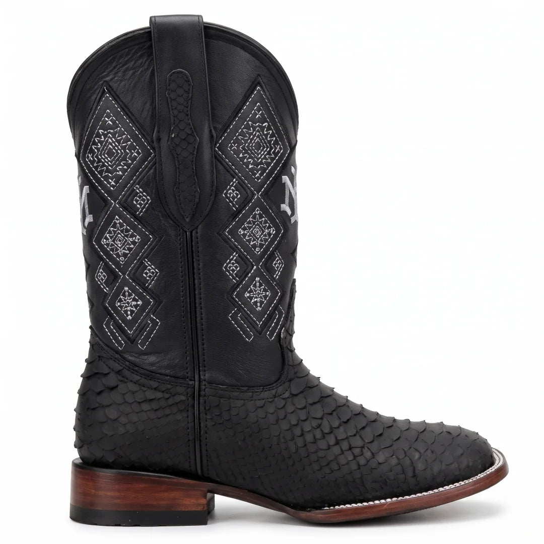 Bota Bulldog Pitón Negro Nobuck