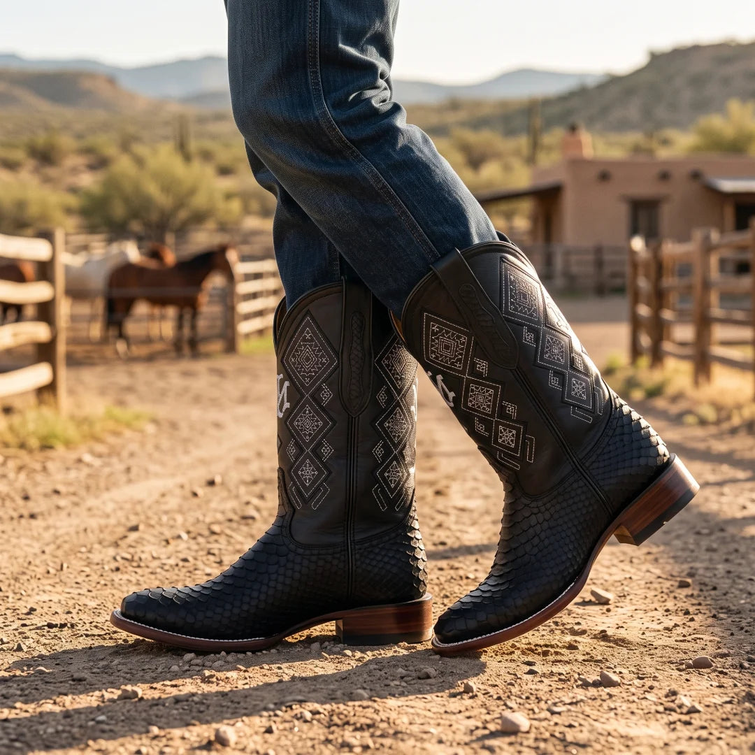 Bota Bulldog Pitón Negro Nobuck