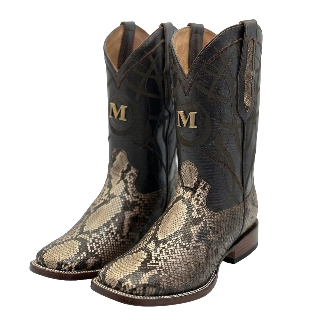 Bota Bulldog en piel de pitón color Taupe