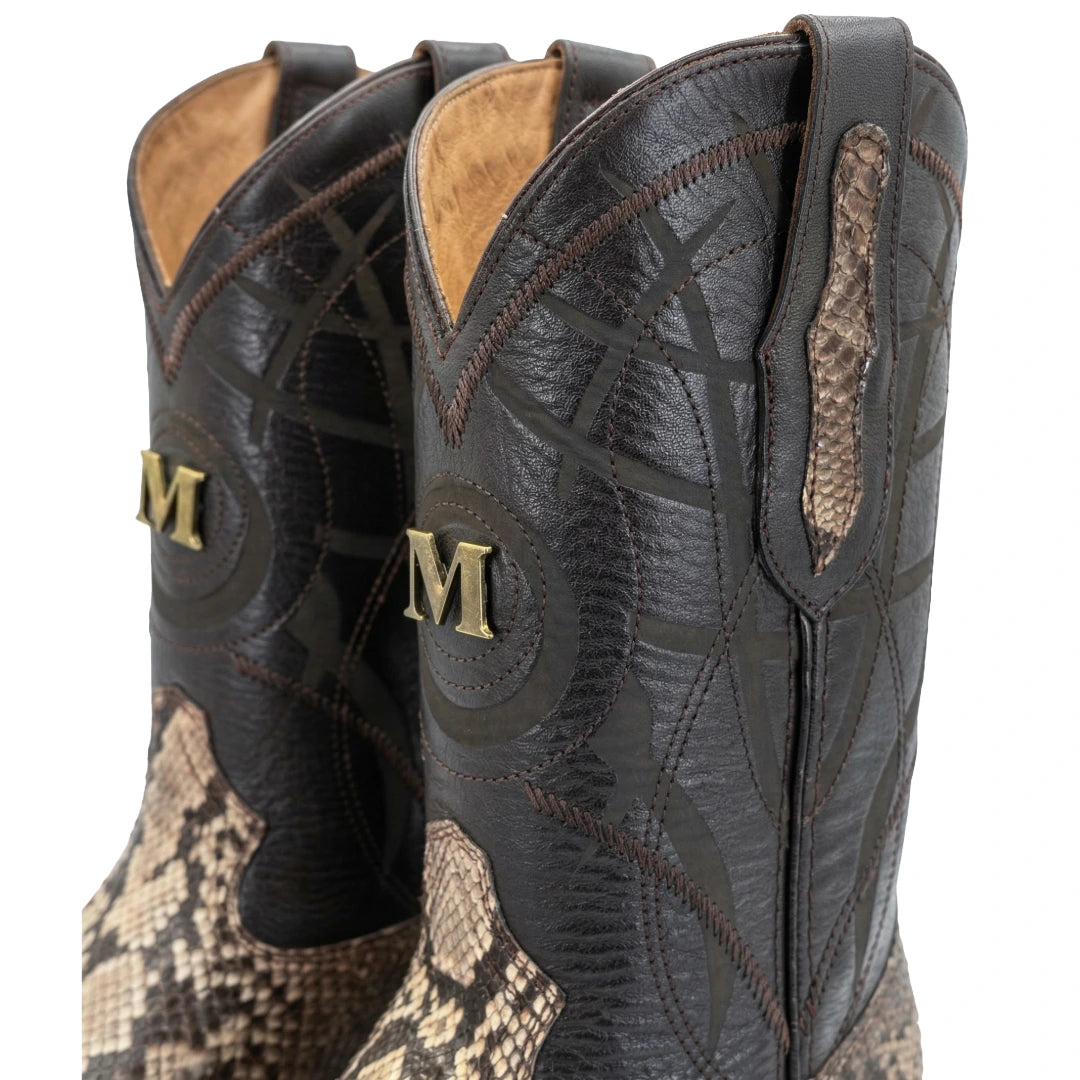 Bota Bulldog en piel de pitón color Taupe