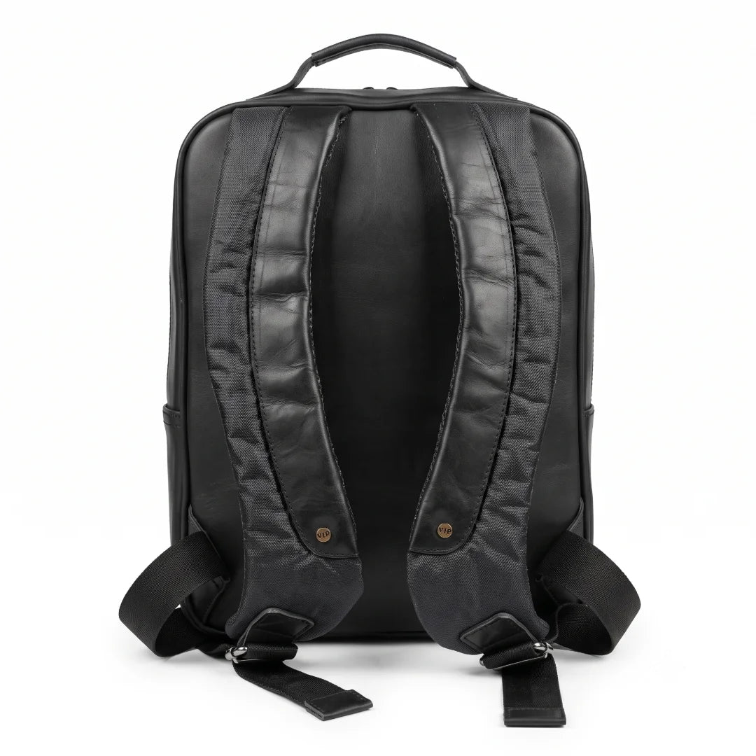 Mochila De piel con aplicación en piel de Caimán