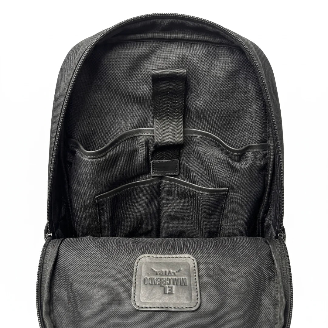 Mochila De piel con aplicación en piel de Caimán