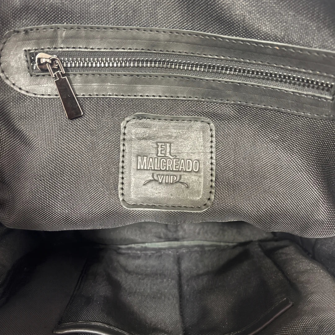 Mochila De piel con aplicación en piel de Caimán