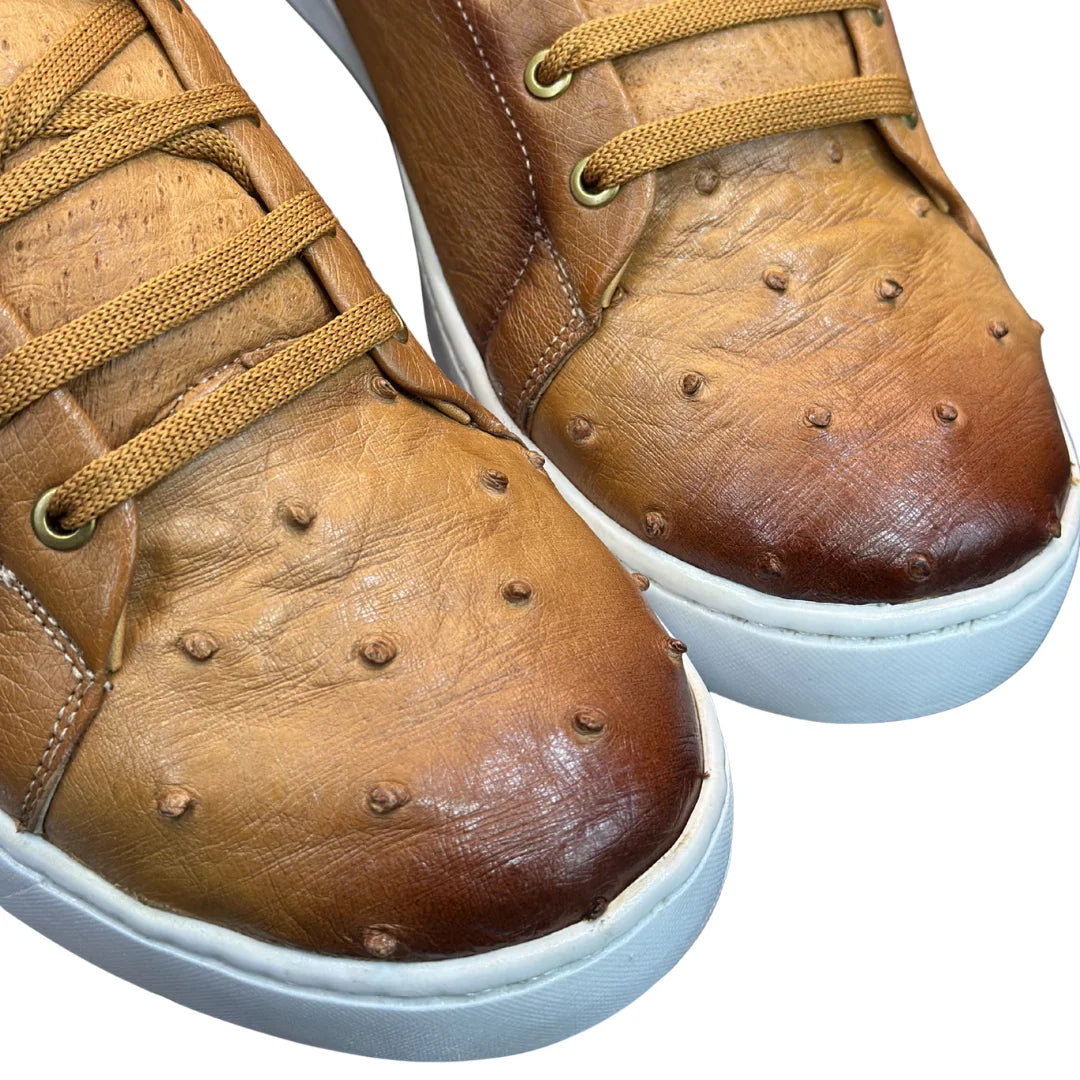Sneakers Casuales en Piel de Avestruz color Cognac