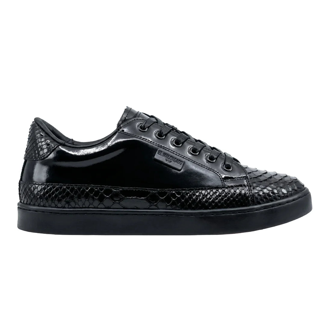 Sneakers en Piel de Pitón Brillante color Negro