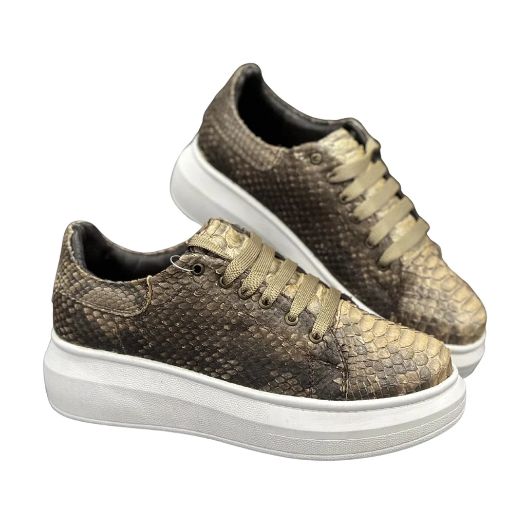 Sneakers en piel de Pitón color Natural