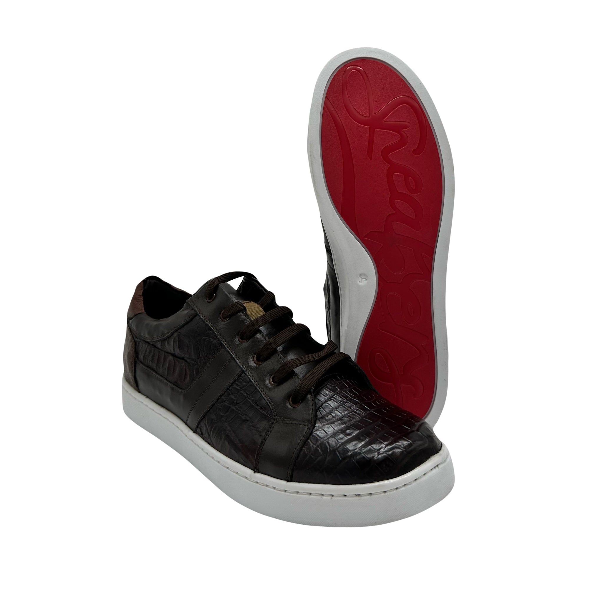 Sneakers en piel de Caimán color Tabaco