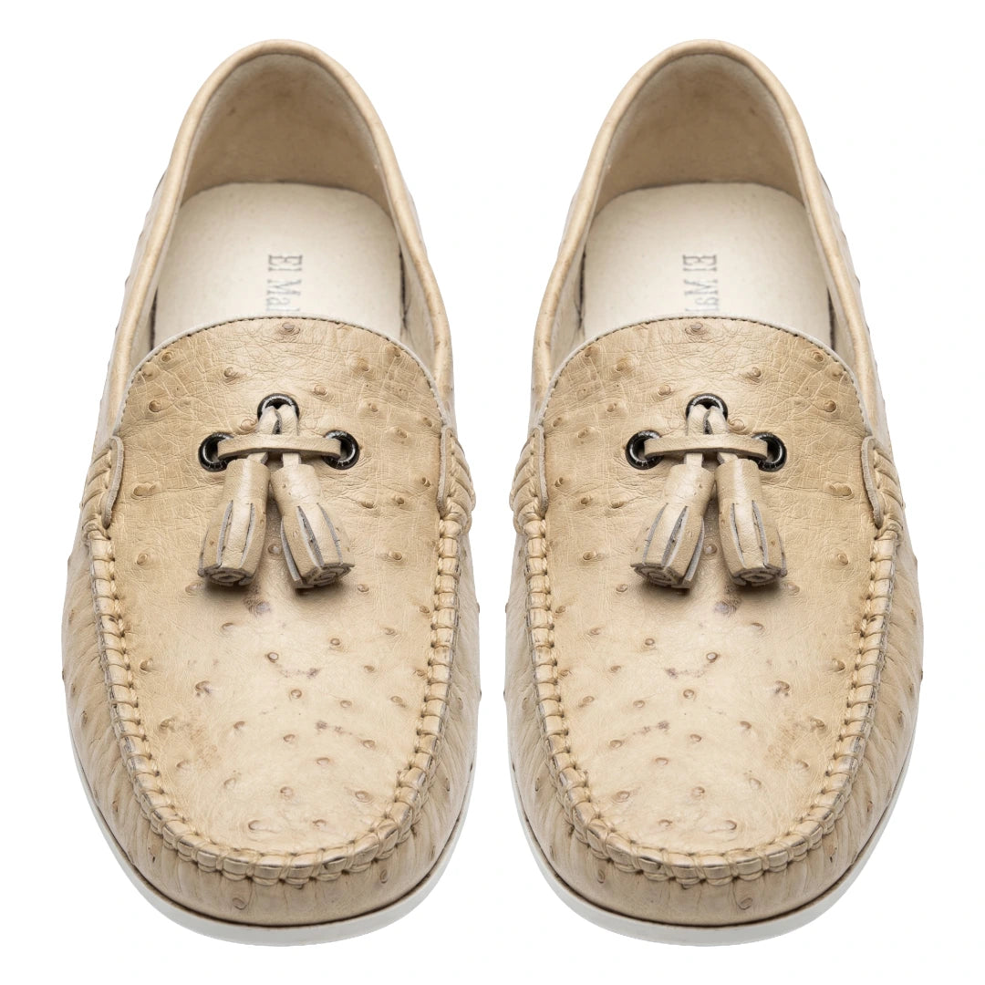 Zapato de vestir en piel de Avestruz Color Beige
