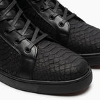 Tenis en piel de Pitón Nobuck color Negro