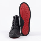 Tenis en piel de Pitón Nobuck color Negro